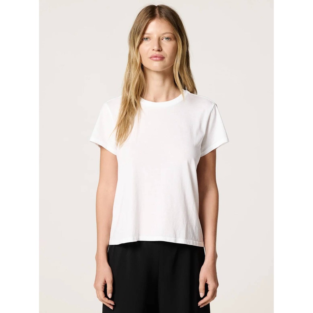 Clyque Tezza Cotton Tee Womens Large White Short Sleeve Crew Neck